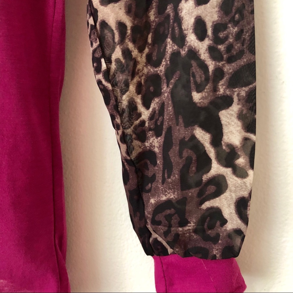 π΄ONE DAY SALE! Magenta Leopard Print Sleeve Shirt - Picture 6 of 6